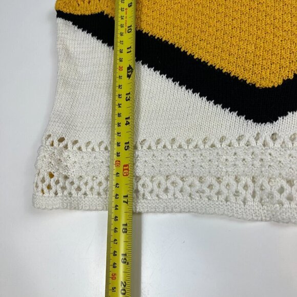 boohoo women knitted crop cami top yellow, white black size 14 - Picture 7 of 9